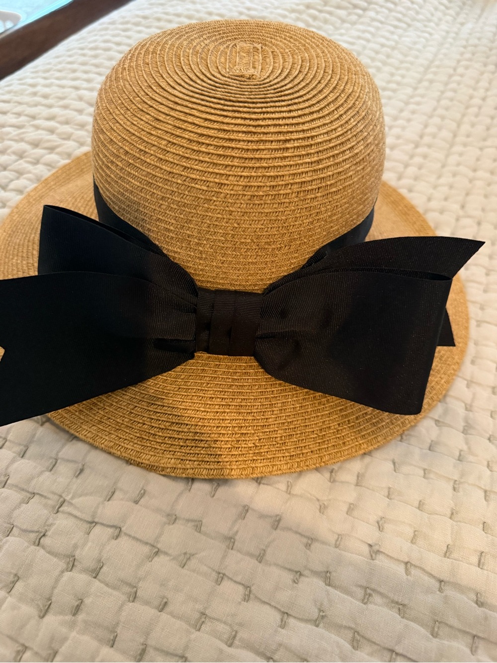 Tuckernuck Tan Straw Sun Hat with Black Bow